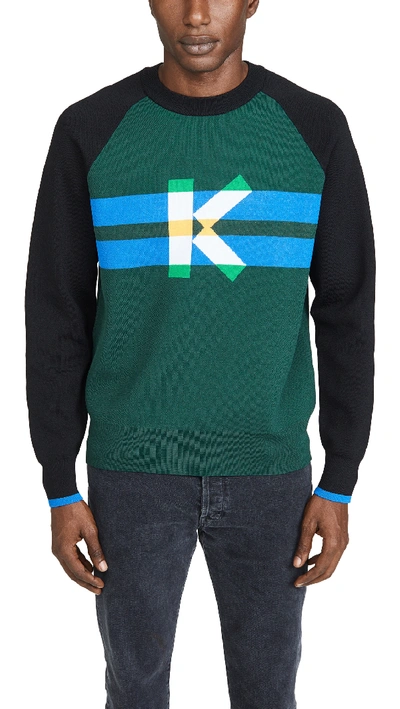 Shop Kenzo Long Sleeve Graphic K Jumper Sweater In Pine