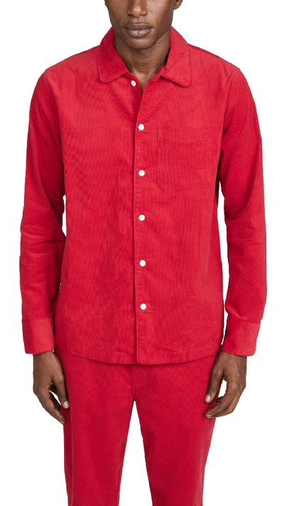 Shop Sleepy Jones Henry Pajama Shirt In Red