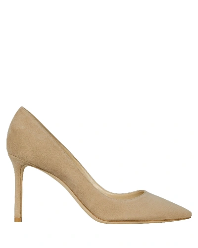 Shop Jimmy Choo Romy 85 Suede Pumps In Beige