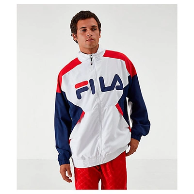 Shop Fila Men's Oliviero Woven Track Jacket In White / Red