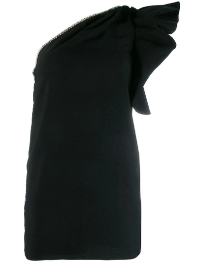 Shop Self-portrait One Shoulder Ruffle Dress In Black