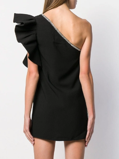Shop Self-portrait One Shoulder Ruffle Dress In Black