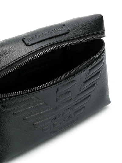 Shop Emporio Armani Logo Leather Beltbag In Black