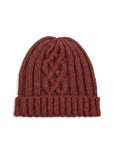 Shop Nominee Cable-knit Beanie In Burgundy