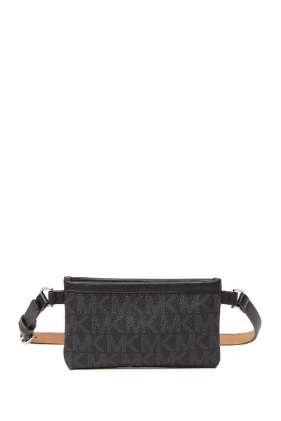 Shop Michael Michael Kors Signature Logo Belt Bag In Black/black