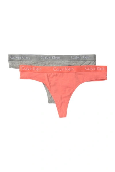 Shop Calvin Klein Solid Thong - Pack Of 2 In Ht8 Gh/evolve