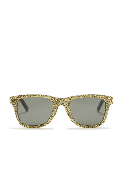 Shop Saint Laurent Glitter 50mm Square Sunglasses In Gold Gold Grey