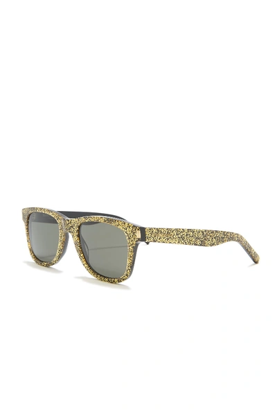 Shop Saint Laurent Glitter 50mm Square Sunglasses In Gold Gold Grey