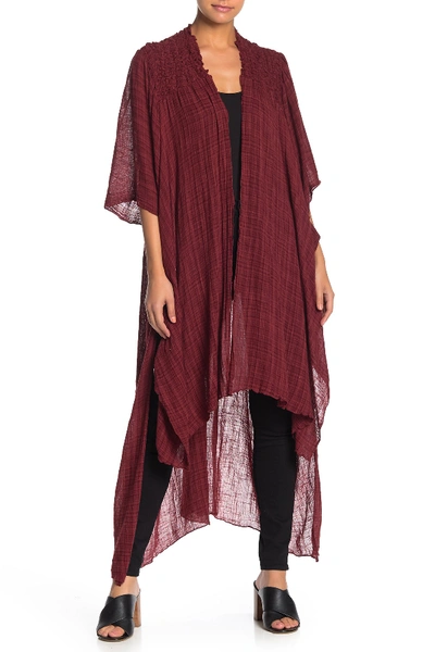 Shop Free People Angelica High/low Kimono In Wine