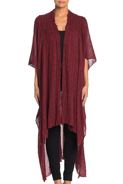Shop Free People Angelica High/low Kimono In Wine