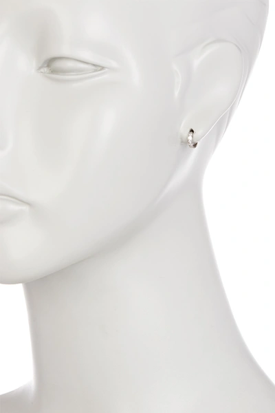 Shop Candela 14k White Gold Cz 8.5mm Huggie Hoop Earrings In Clear
