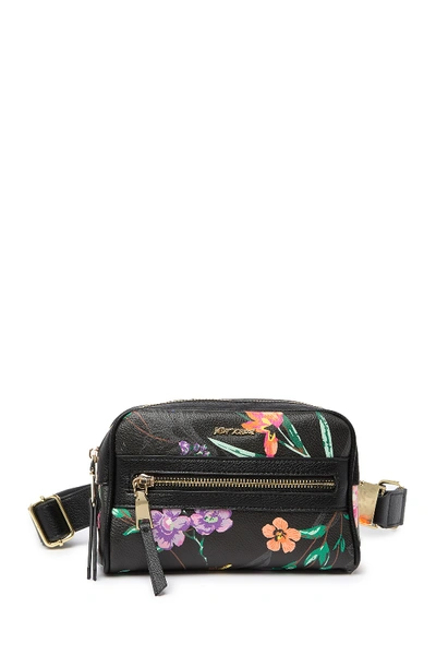 Shop Betsey Johnson Floral Print Belt Bag In Blk Floral