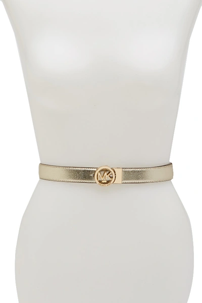 Shop Michael Michael Kors Reversible Logo Plaque Belt In Gold
