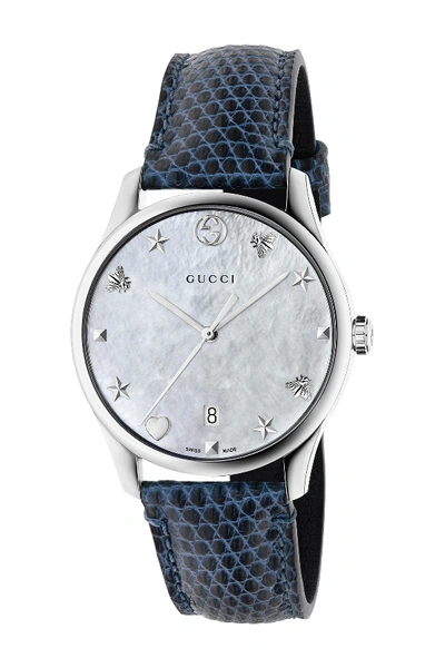 Shop Gucci Women's G-timeless Lizard Skin Strap Watch, 36mm