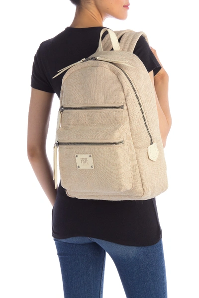 Shop Frye Ivy Leather Trimmed Backpack In Off White