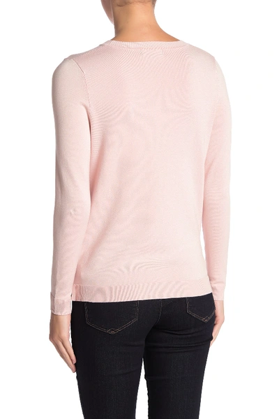 Shop 525 America Crew Neck Knit Pullover In Powder Pink