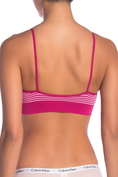 Calvin Klein Striped Lightly Lined Bralette In Small Stripe Pink