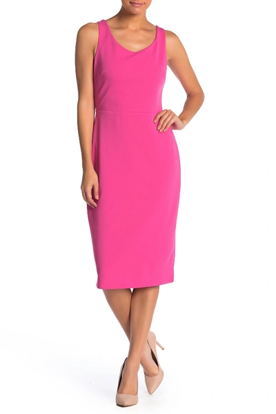 Shop Betsey Johnson Scoop Neck Sleeveless Crepe Midi Dress In Party Girl Pink