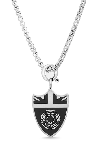 Ben Sherman Flower Shield Pendant Necklace In Silver ModeSens