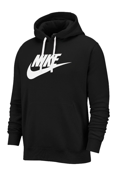 Shop Nike Club Fleece Drawstring Hoodie In Black/white
