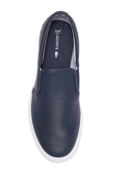 Shop Lacoste Tatalya Leather Slip-on Sneaker In Navy/white