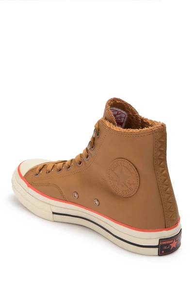 Shop Converse Faux Fur Leather High-top Sneaker (unisex) In Burnt Caramel/b