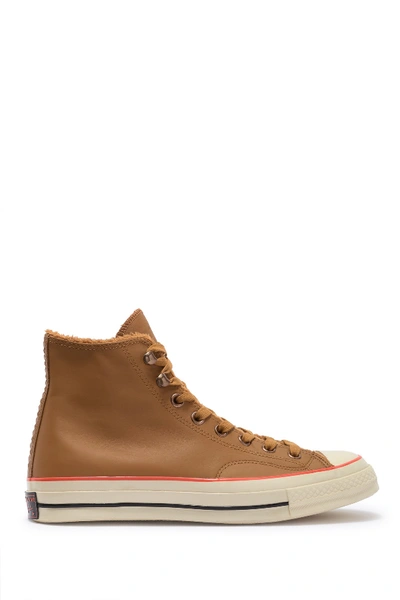 Shop Converse Faux Fur Leather High-top Sneaker (unisex) In Burnt Caramel/b