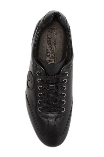 Shop Versace Nappa Leather Lace Up Sneaker In Black