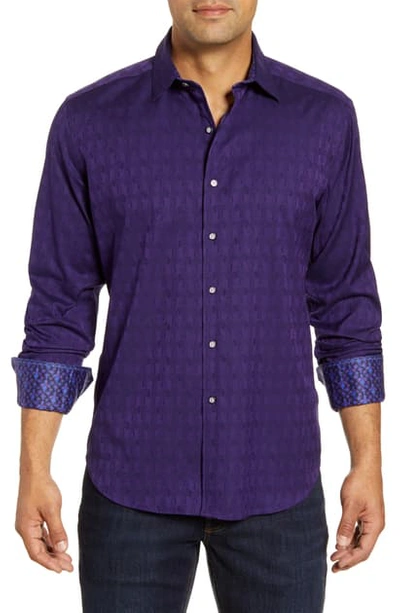 Shop Robert Graham Atlas Regular Fit Button-up Sport Shirt In Dark Purple