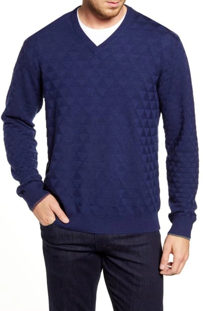 Shop Robert Graham Randie Regular Fit Jacquard V-neck Sweater In Navy
