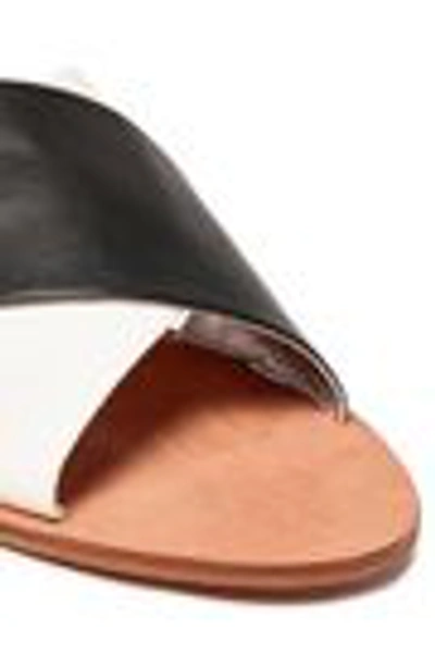Shop Diane Von Furstenberg Two-tone Leather Slides In Black