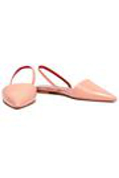 Shop Diane Von Furstenberg Koko Glossed-leather Slingback Point-toe Flats In Peach