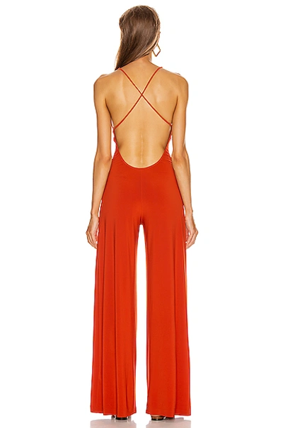 Shop Norma Kamali Low Back Slip Jumpsuit In Cinnamon