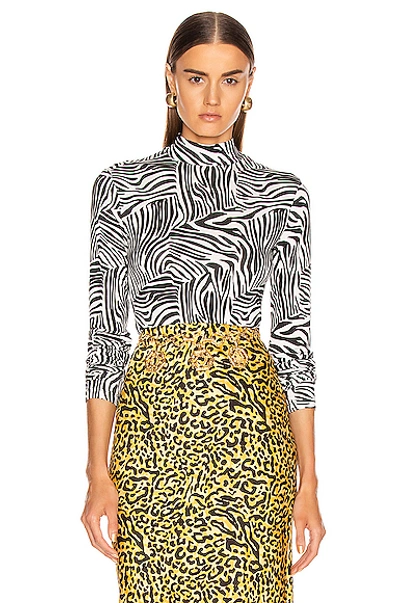 Shop Andamane Beth Turtleneck Top In Animal Print,black,white In White Zebra