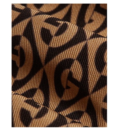 Shop Gucci G Pattern Silk Tie In Beige