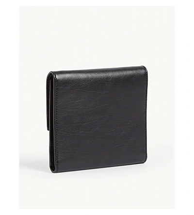 Shop Balenciaga Leather Wallet-on-strap In Black