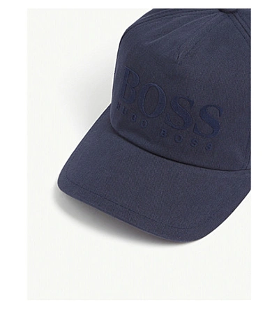 Shop Hugo Boss Fritz Canvas Baseball Cap In Dark Blue