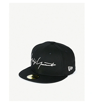 Shop Yohji Yamamoto Embroidered Logo Cotton Baseball Cap In Black