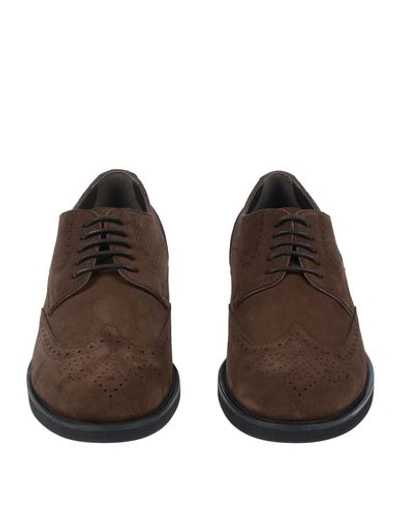 Shop Tod's Lace-up Shoes In Dark Brown