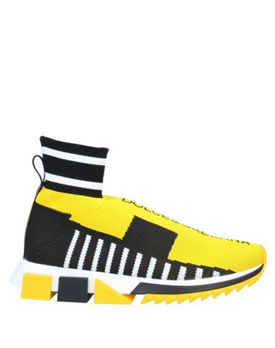 Shop Dolce & Gabbana Woman Sneakers Yellow Size 4 Textile Fibers, Rubber