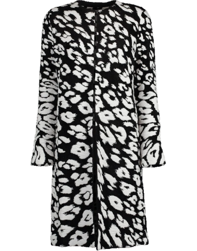 Shop Oscar De La Renta Leopard Knit Coat In Blk-wht