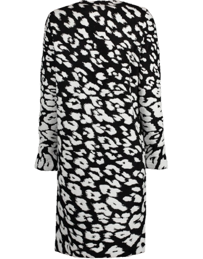 Shop Oscar De La Renta Leopard Knit Coat In Blk-wht