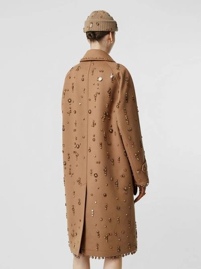 Shop Burberry Embellished Wool Cashmere Car Coat In Camel