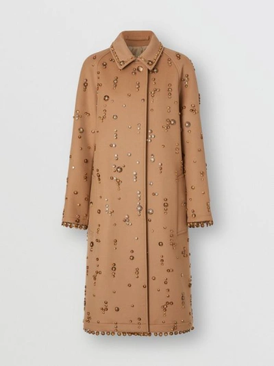 Shop Burberry Embellished Wool Cashmere Car Coat In Camel