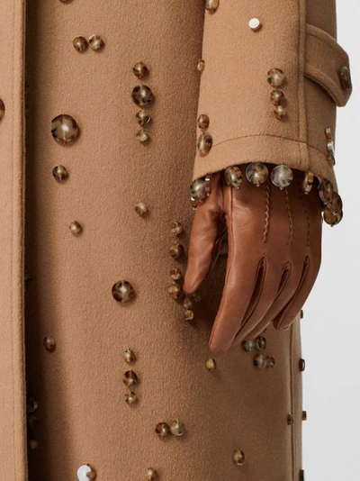 Shop Burberry Embellished Wool Cashmere Car Coat In Camel