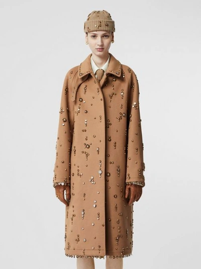 Shop Burberry Embellished Wool Cashmere Car Coat In Camel