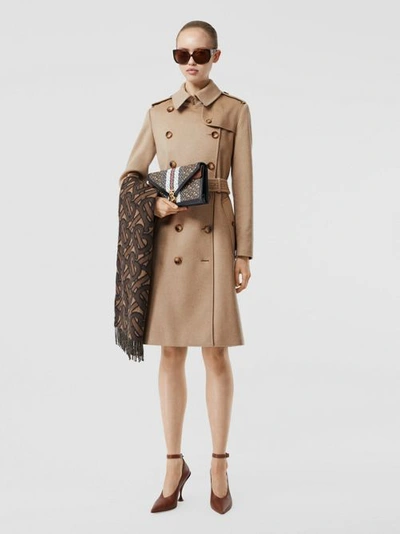 Shop Burberry Cashmere Trench Coat In Camel