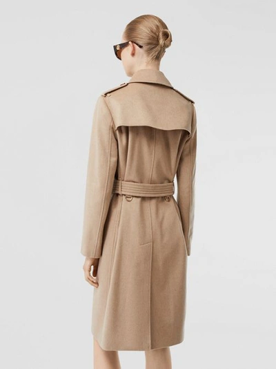 Shop Burberry Cashmere Trench Coat In Camel