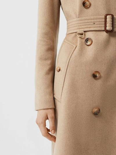 Shop Burberry Cashmere Trench Coat In Camel