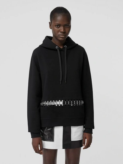 Shop Burberry Ring-pierced Cotton Oversized Hoodie In Black